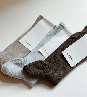 Linen Ribbed Socks / Pale Blue