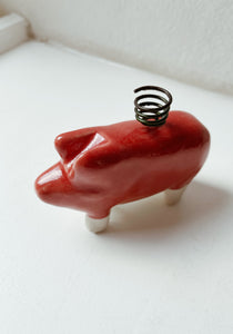 Christmas Pig Candle Holder / Red