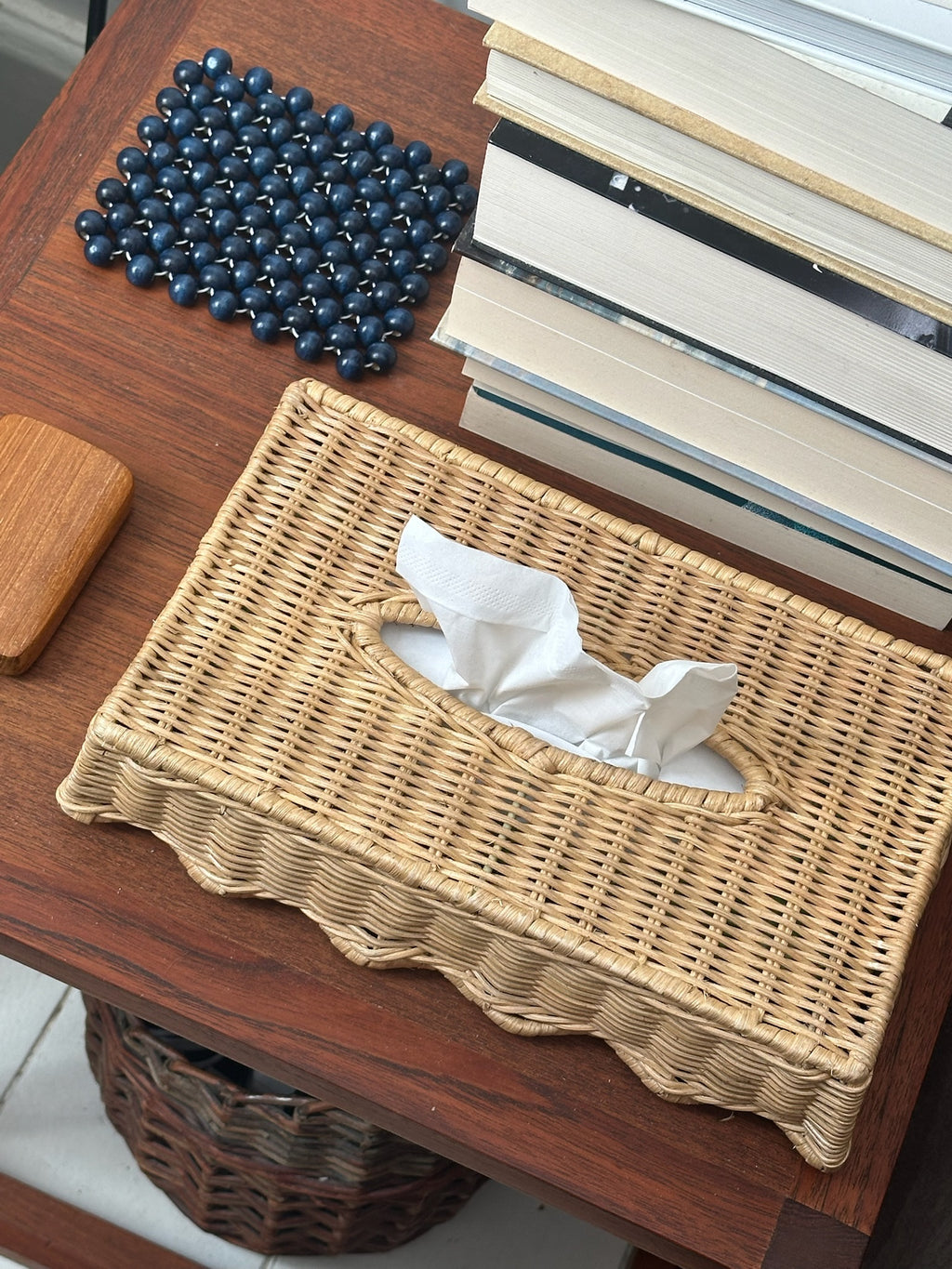 Coaster / Blue Wooden Beads