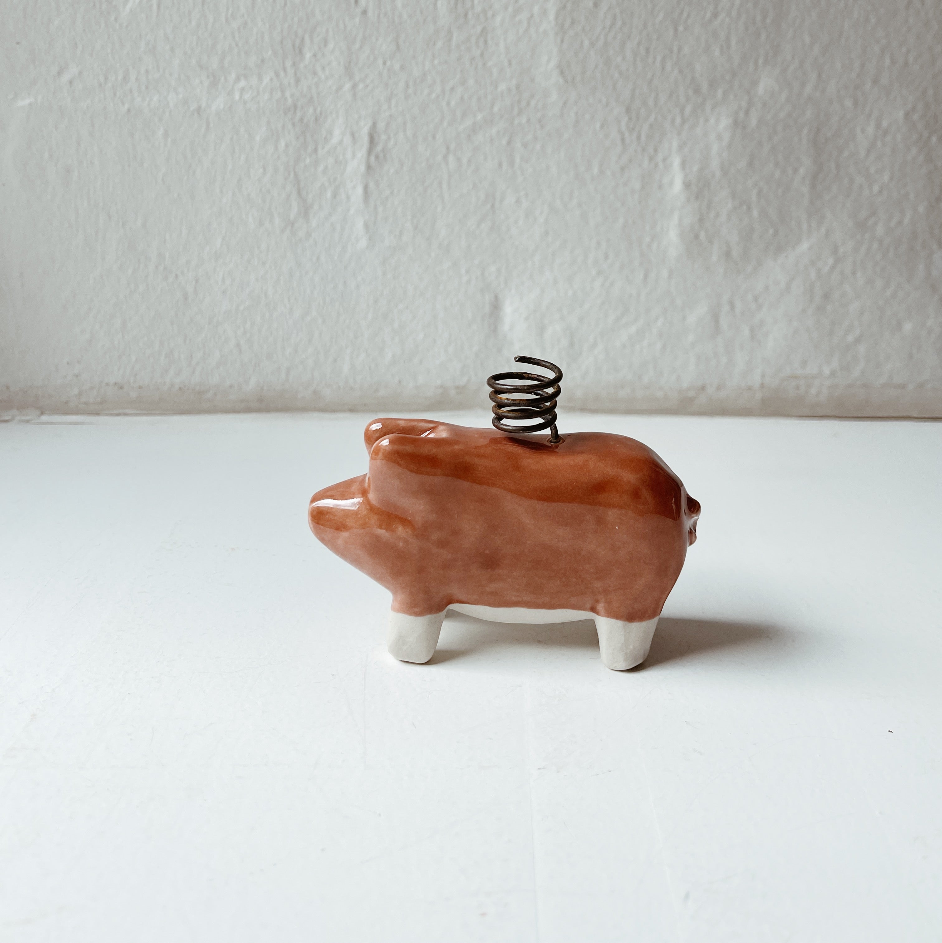 Christmas Pig Candle Holder / Brown