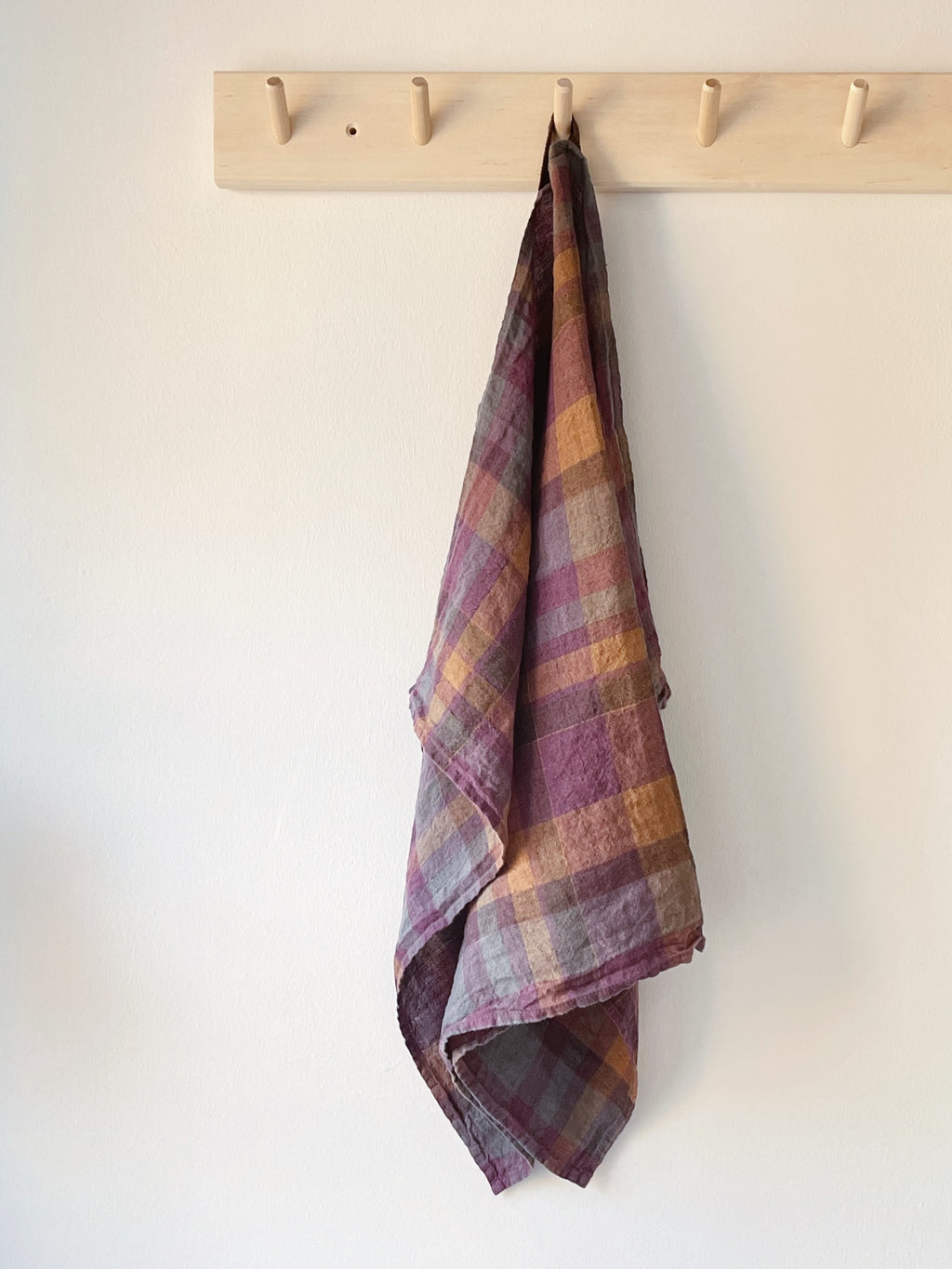 Linen Dish Towel / Burgundy Tartan