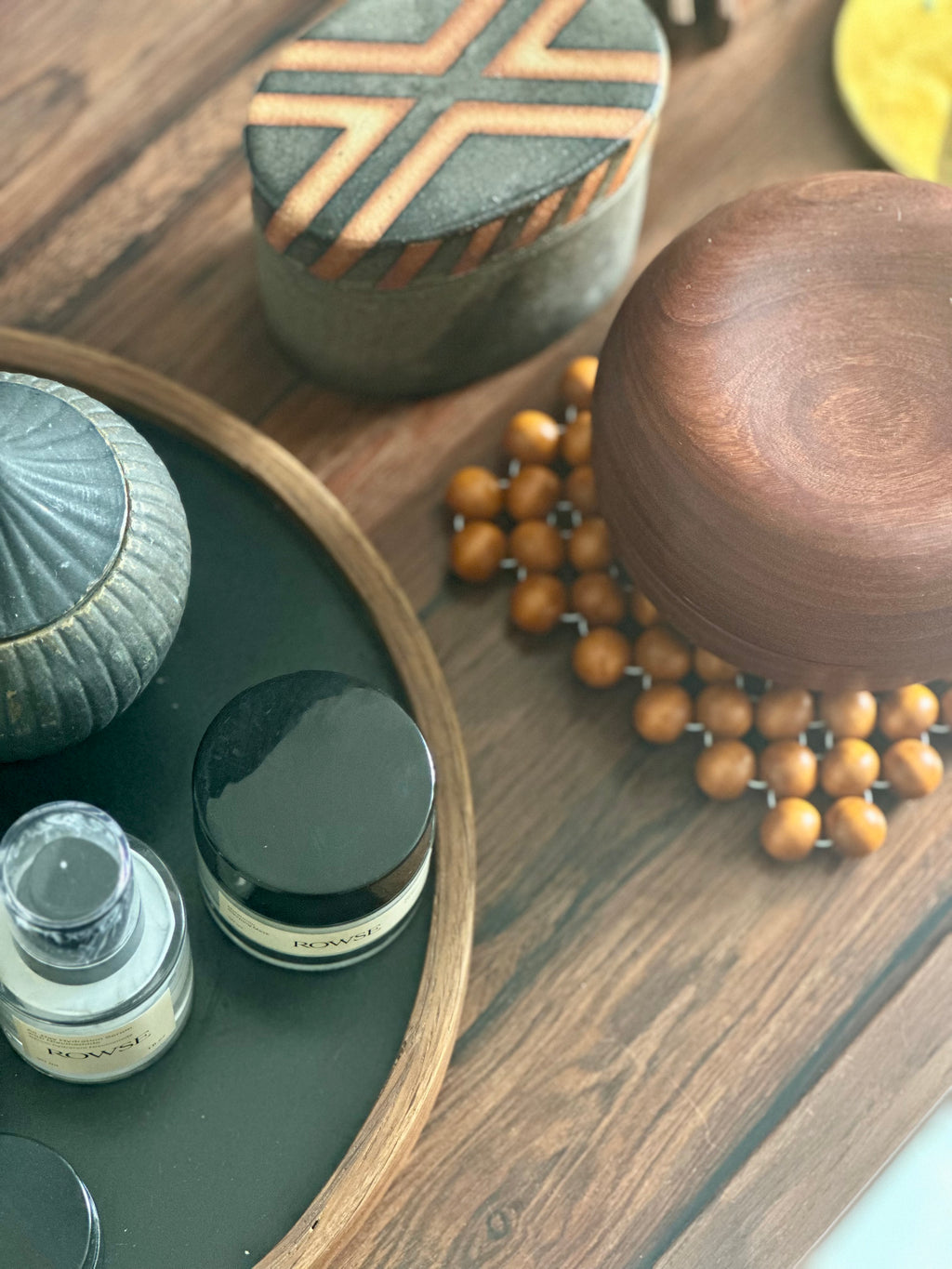 Coaster / Cognac Wooden Beads