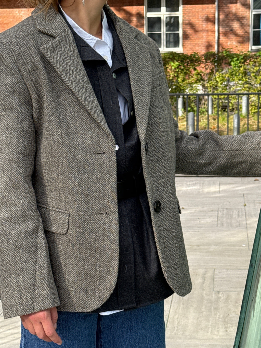Shetland Wool Straight Blazer / Brown