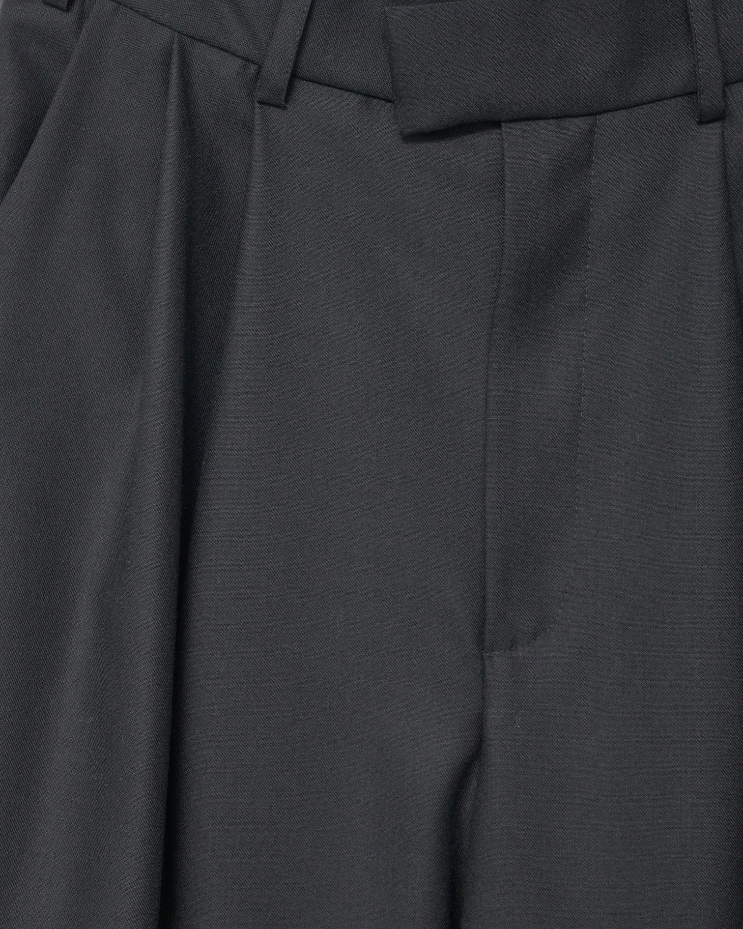 Fine Wool Wide Box Trousers / Black