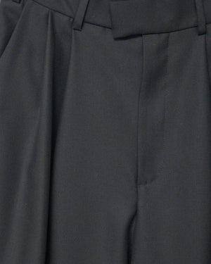Fine Wool Wide Box Trousers / Black