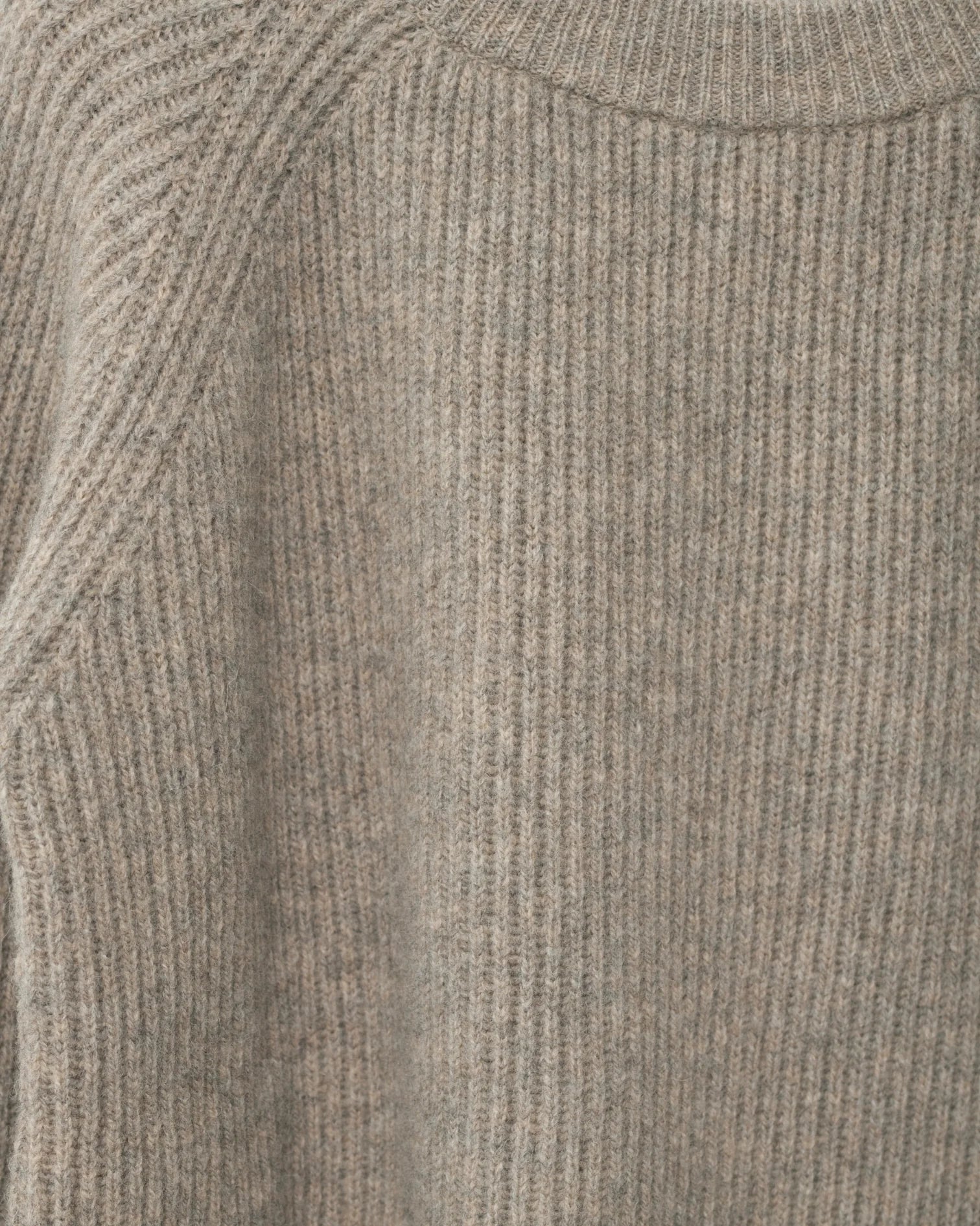 Shetland Wool Large Rib Jumper / Nature