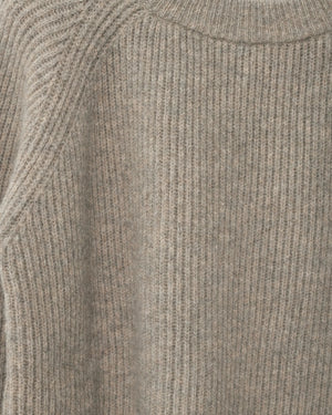 Shetland Wool Large Rib Jumper / Nature