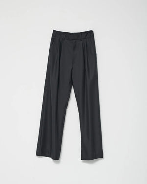 Fine Wool Wide Box Trousers / Black