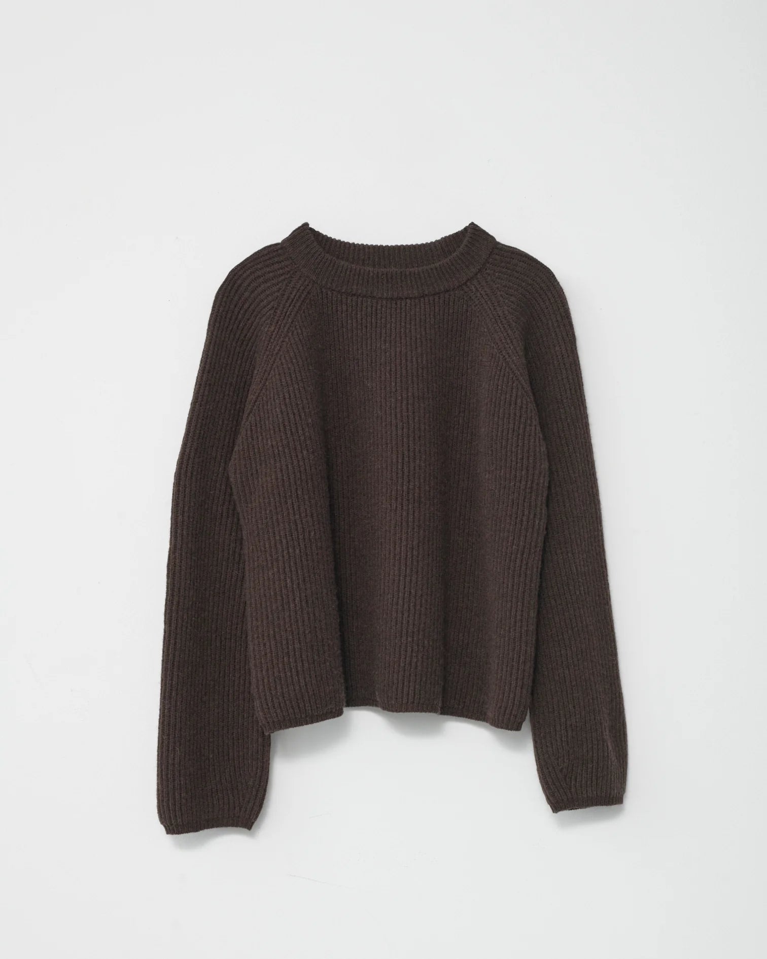 Shetland Wool Large Rib Jumper / Brown