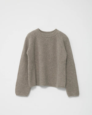 Shetland Wool Large Rib Jumper / Nature