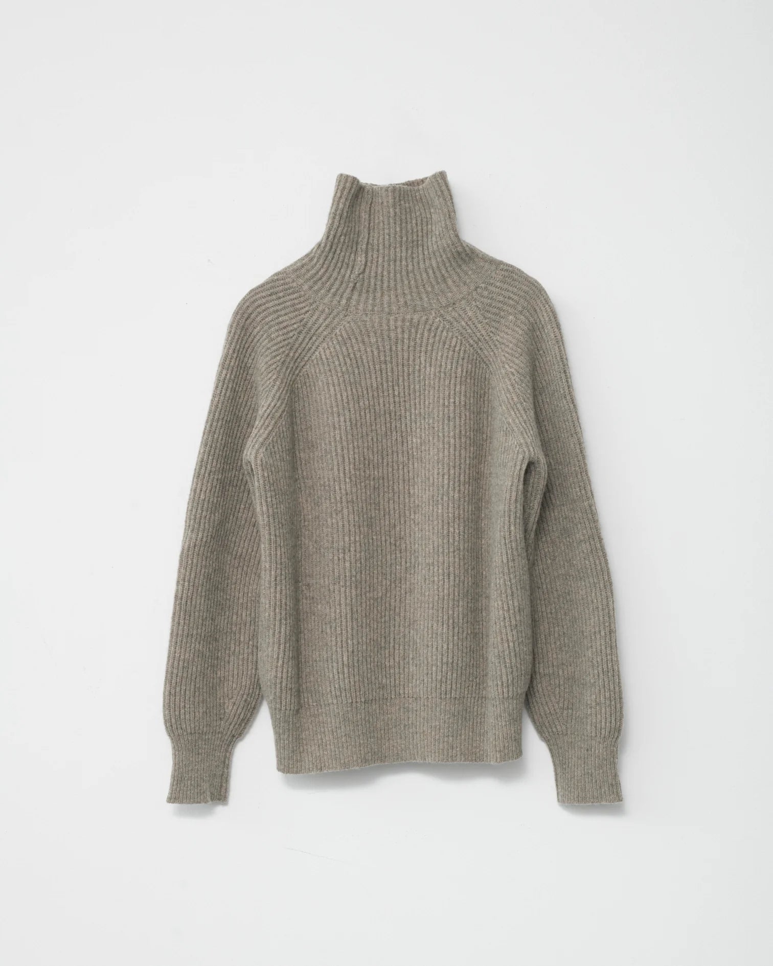 Shetland Wool Large Rib Crew-Neck Jumper / Nature