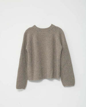 Shetland Wool Large Rib Jumper / Nature