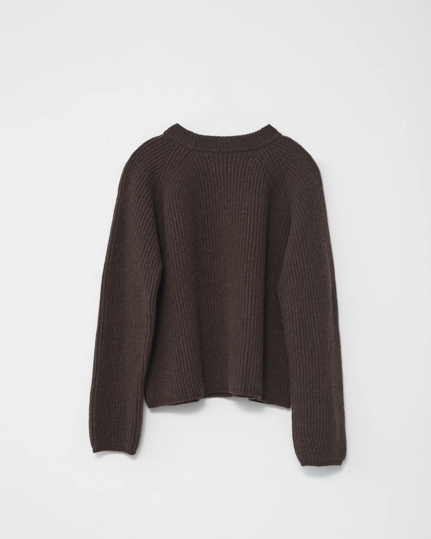 Shetland Wool Large Rib Jumper / Brown