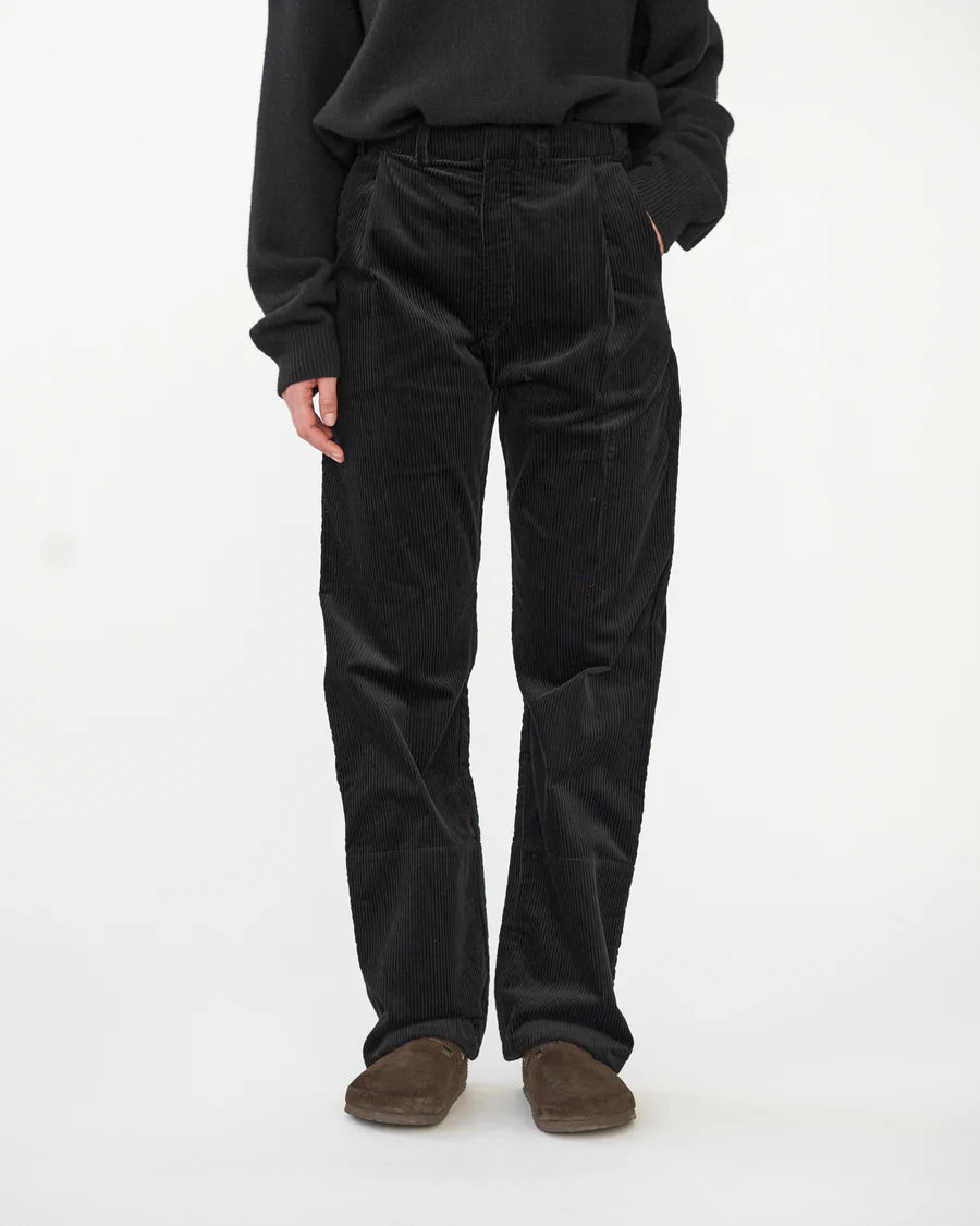 Corduroy Box Trousers / Black