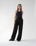 Linen Wide Box Pants / Black