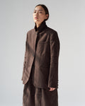 Linen Straight Blazer / Dark Brown