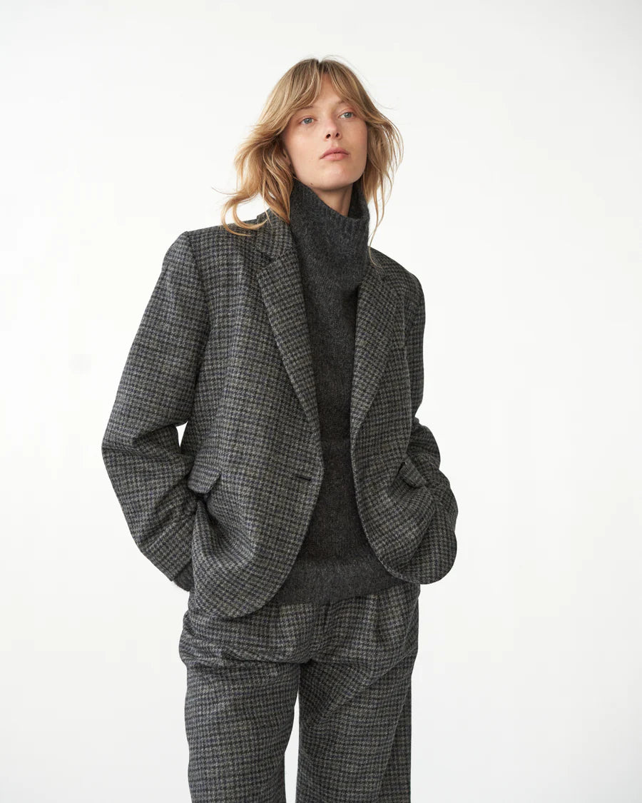 Shetland Wool Oversize Blazer / Navy / Grå