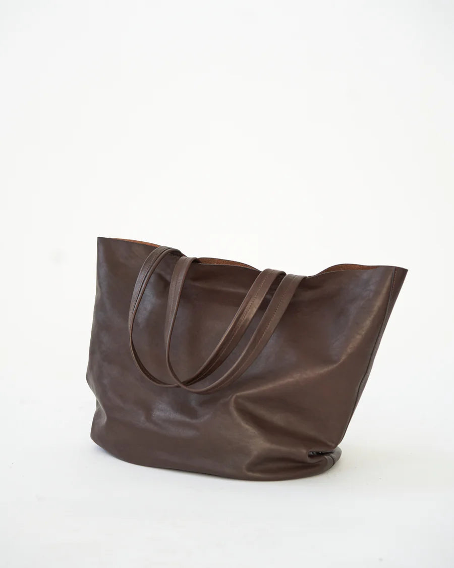 Full Grain Leather Tote Bag / Mørkebrun 