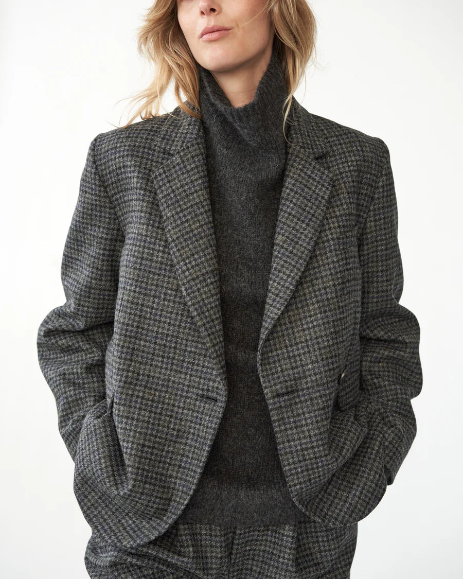 Shetland Wool Oversize Blazer / Navy / Grå