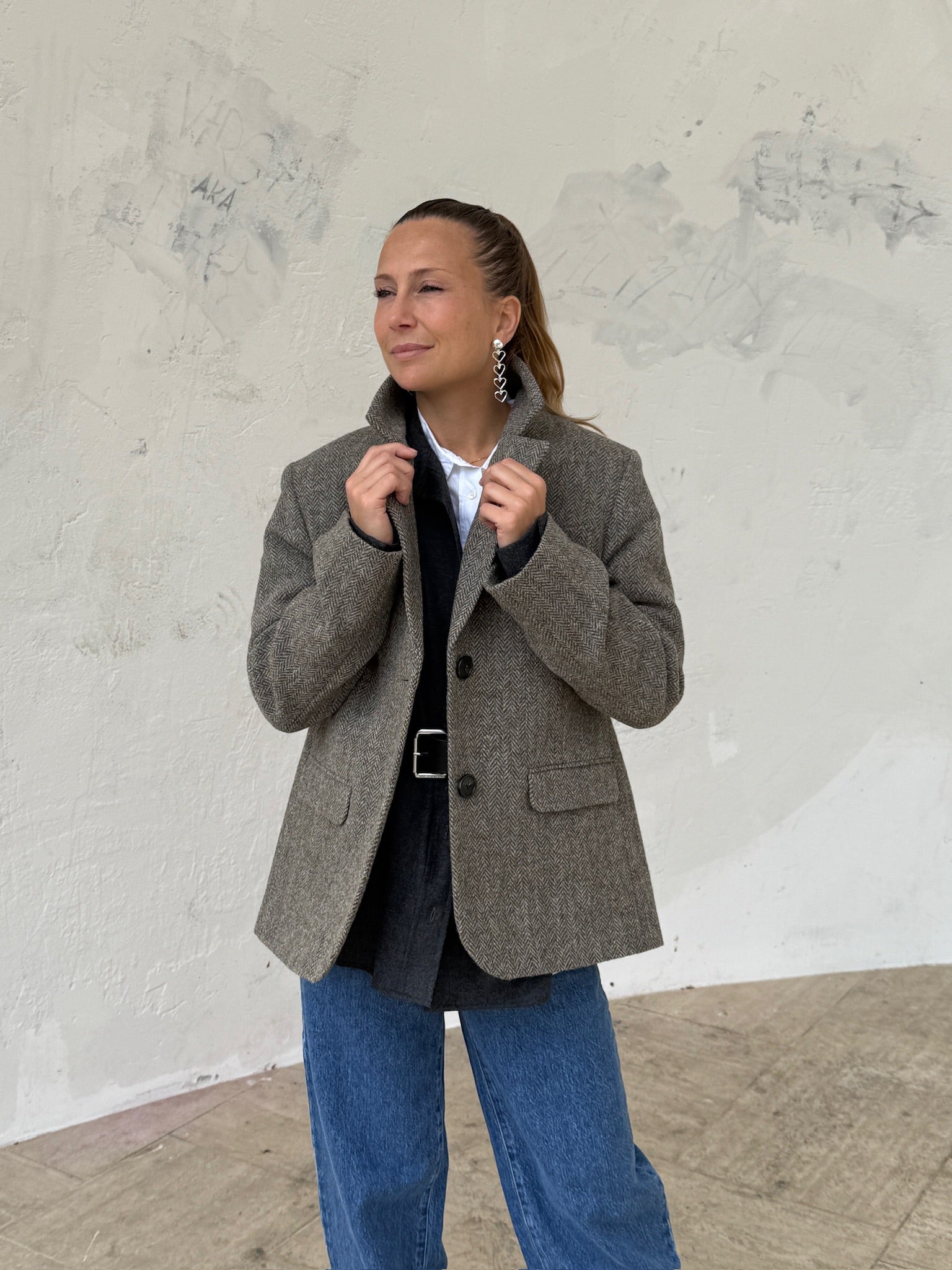 Shetland Wool Straight Blazer / Brown