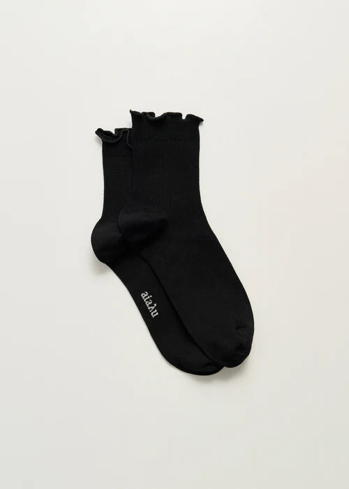 Cotton Frill Socks / Black