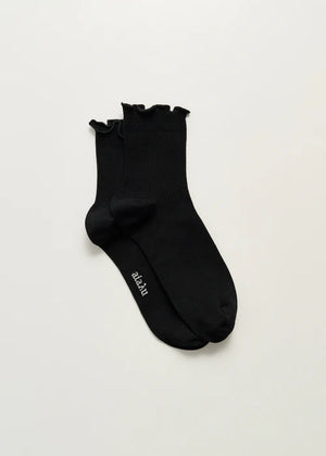 Cotton Frill Socks / Black