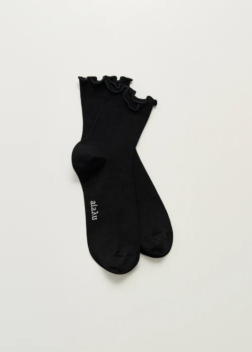 Cotton Frill Socks / Black