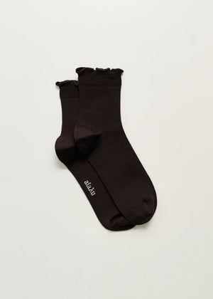 Cotton Frill Socks / Chocolate