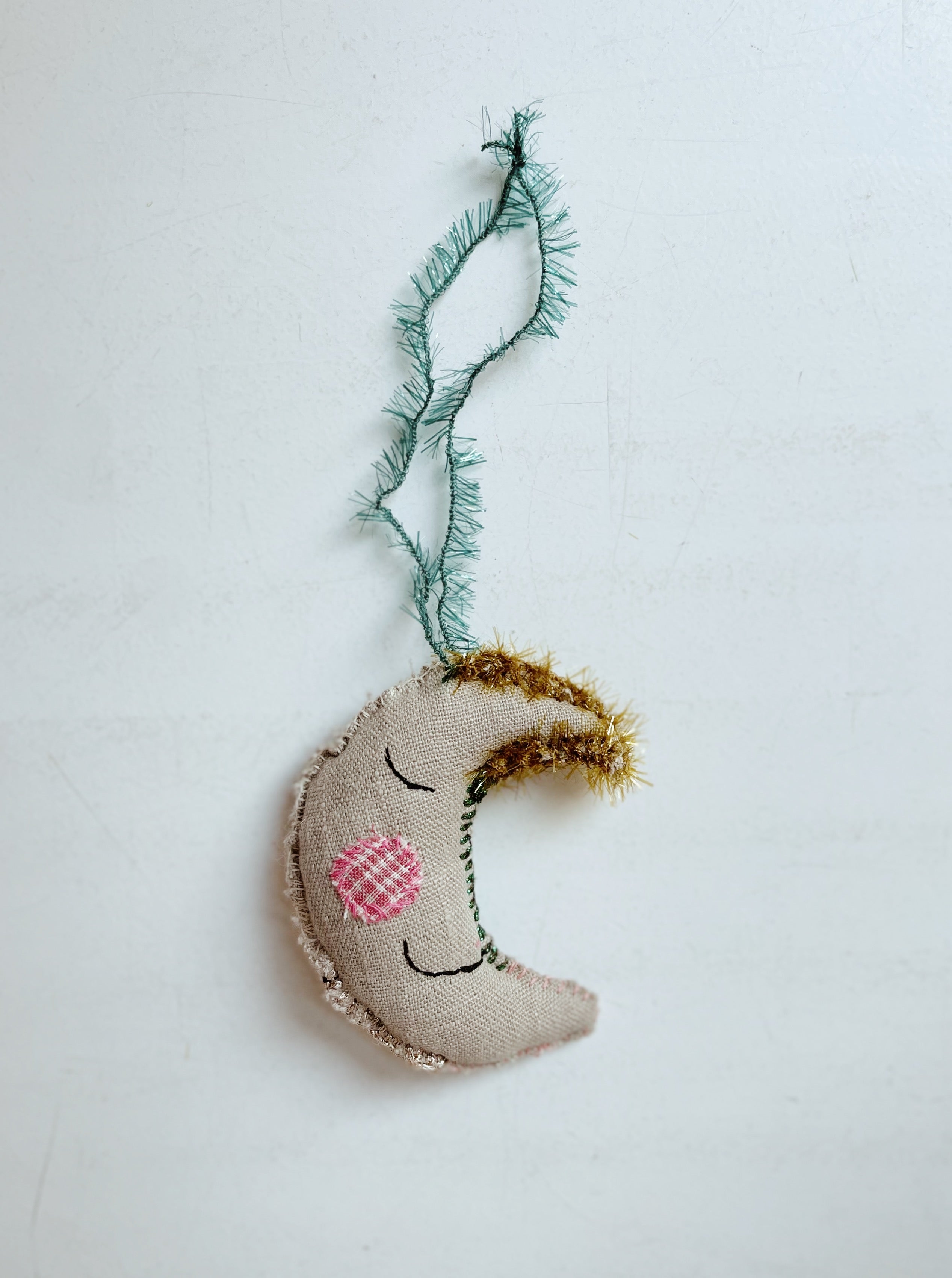 Moon Ornament / Red Checked Cheek