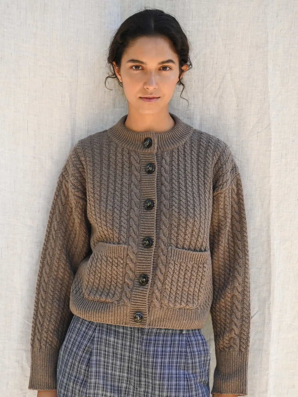 Gertrud Cable Cardigan / Coffee Melange