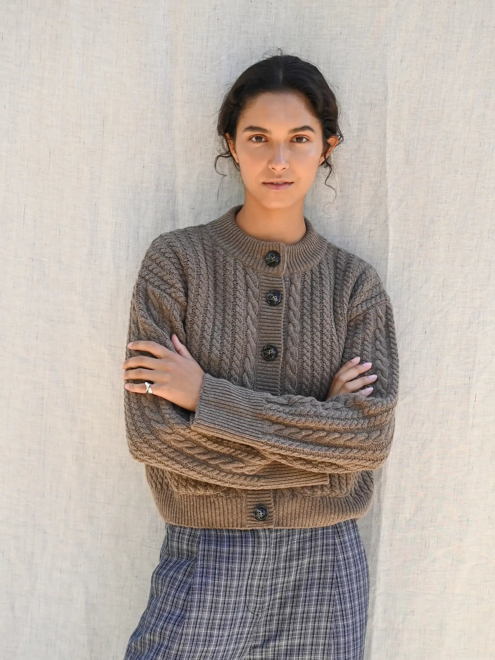 Gertrud Cable Cardigan / Coffee Melange