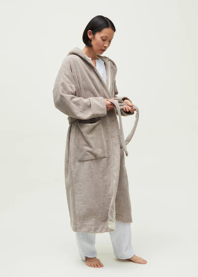 Hooded Terry Bathrode / Dried Linen