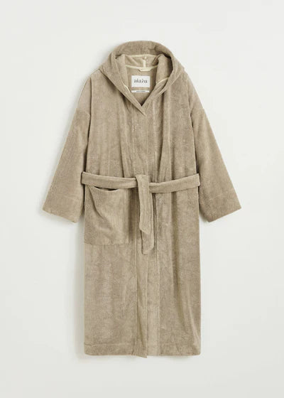 Hooded Terry Bathrode / Dried Linen