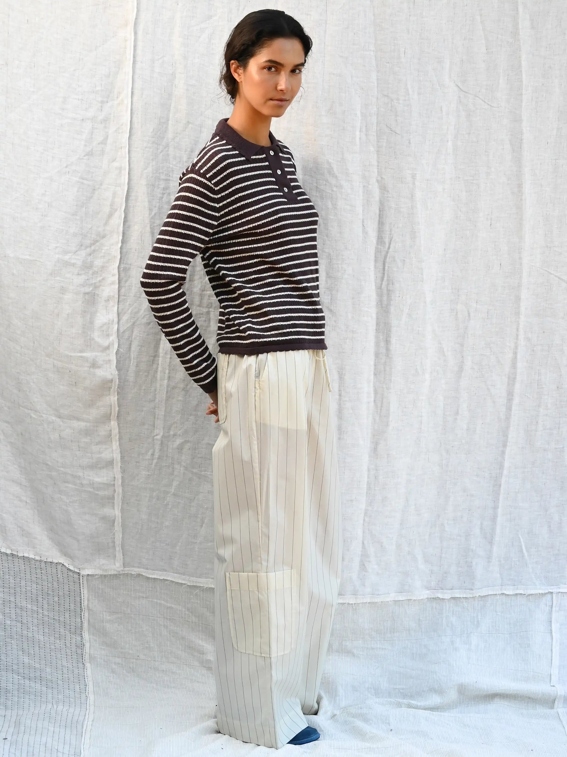 Nuria Long Sleeve Polo / Chocolate