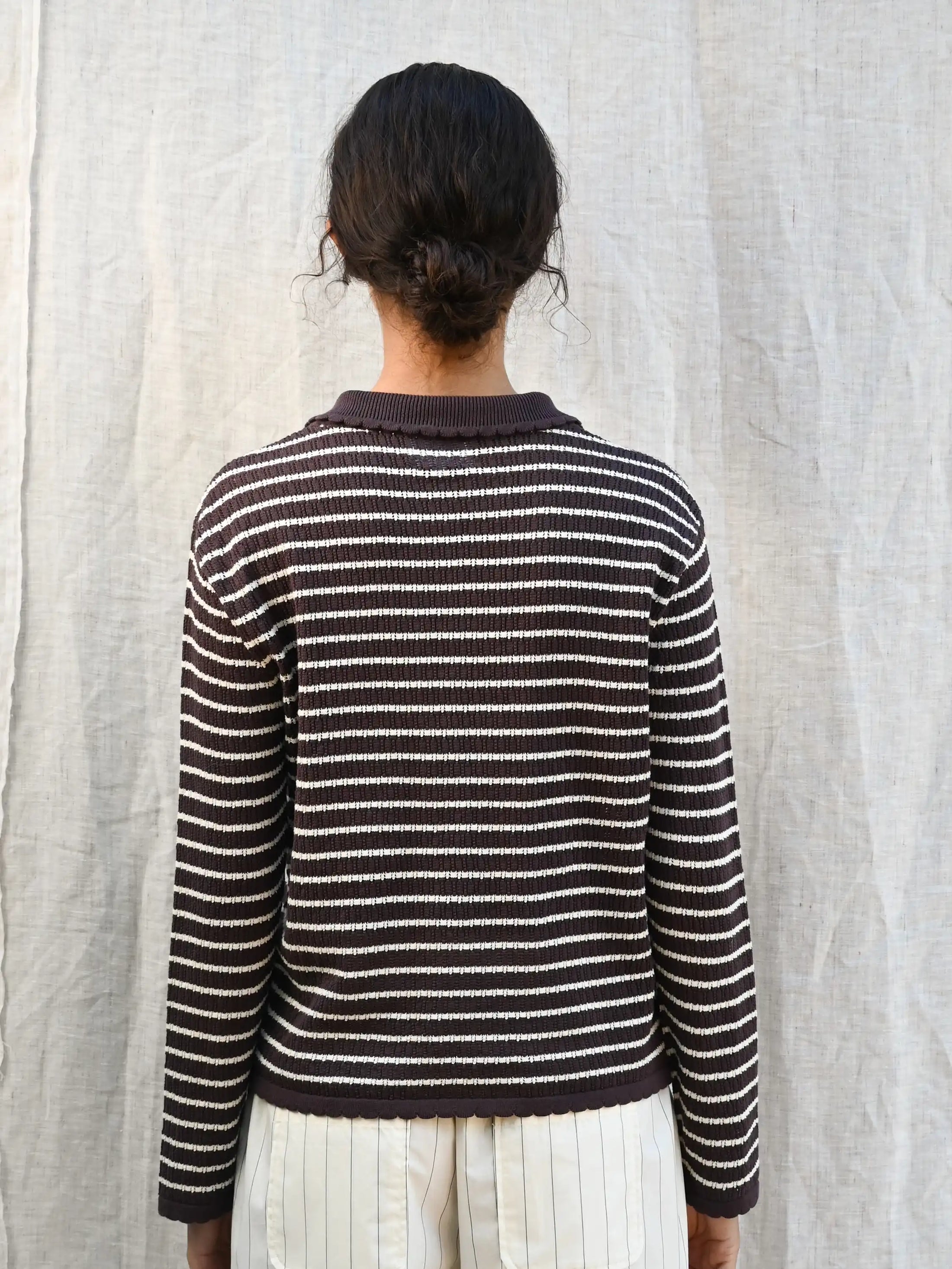 Nuria Long Sleeve Polo / Chocolate