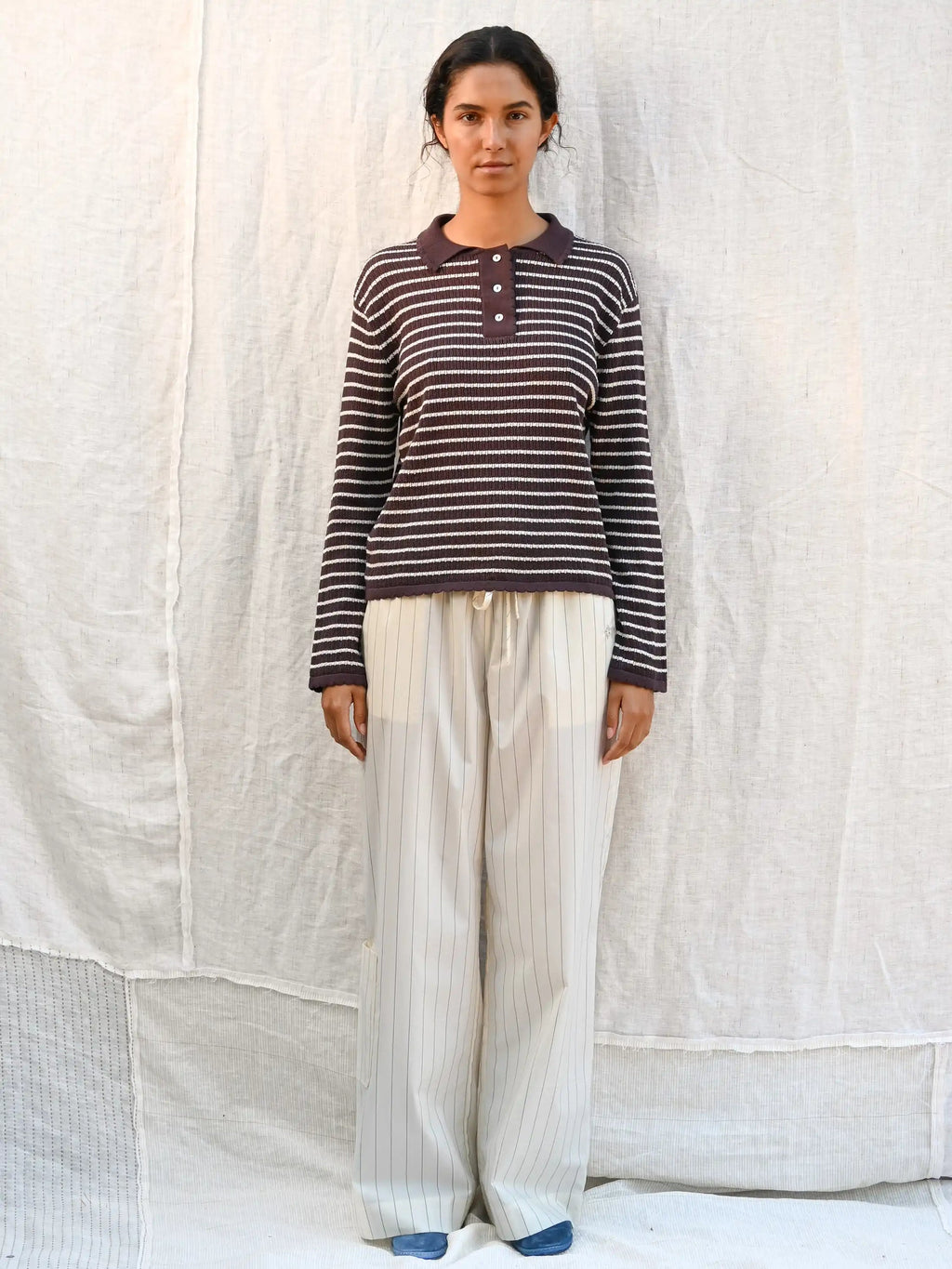 Nuria Long Sleeve Polo / Chocolate