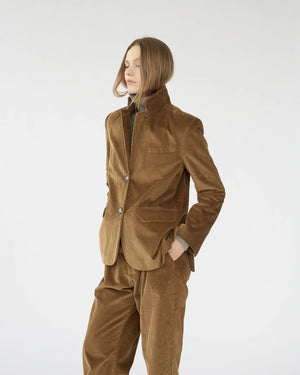 Corduroy Straight Blazer / Cognac
