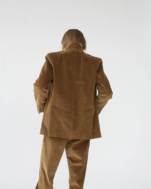 Corduroy Straight Blazer / Cognac