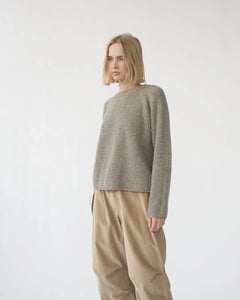 Shetland Wool Large Rib Jumper / Nature
