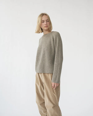 Shetland Wool Large Rib Jumper / Nature
