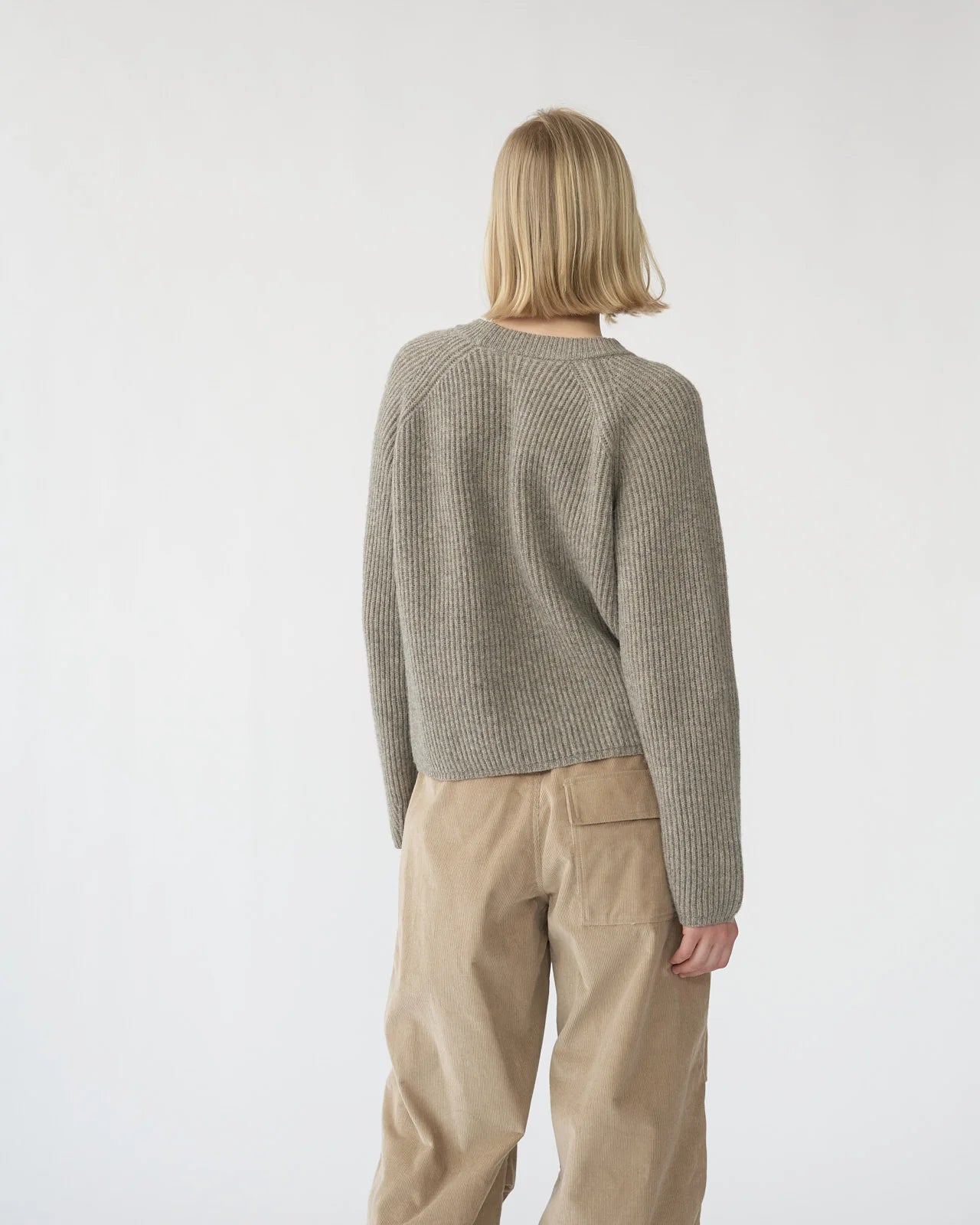 Shetland Wool Large Rib Jumper / Nature