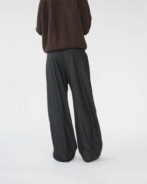 Fine Wool Wide Box Trousers / Black