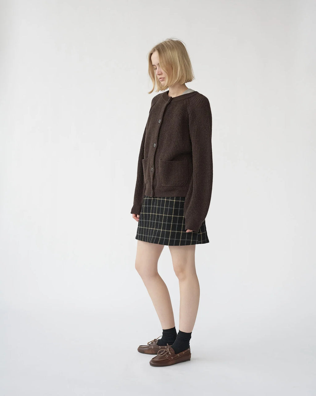 Shetland Wool Cardigan / Brown