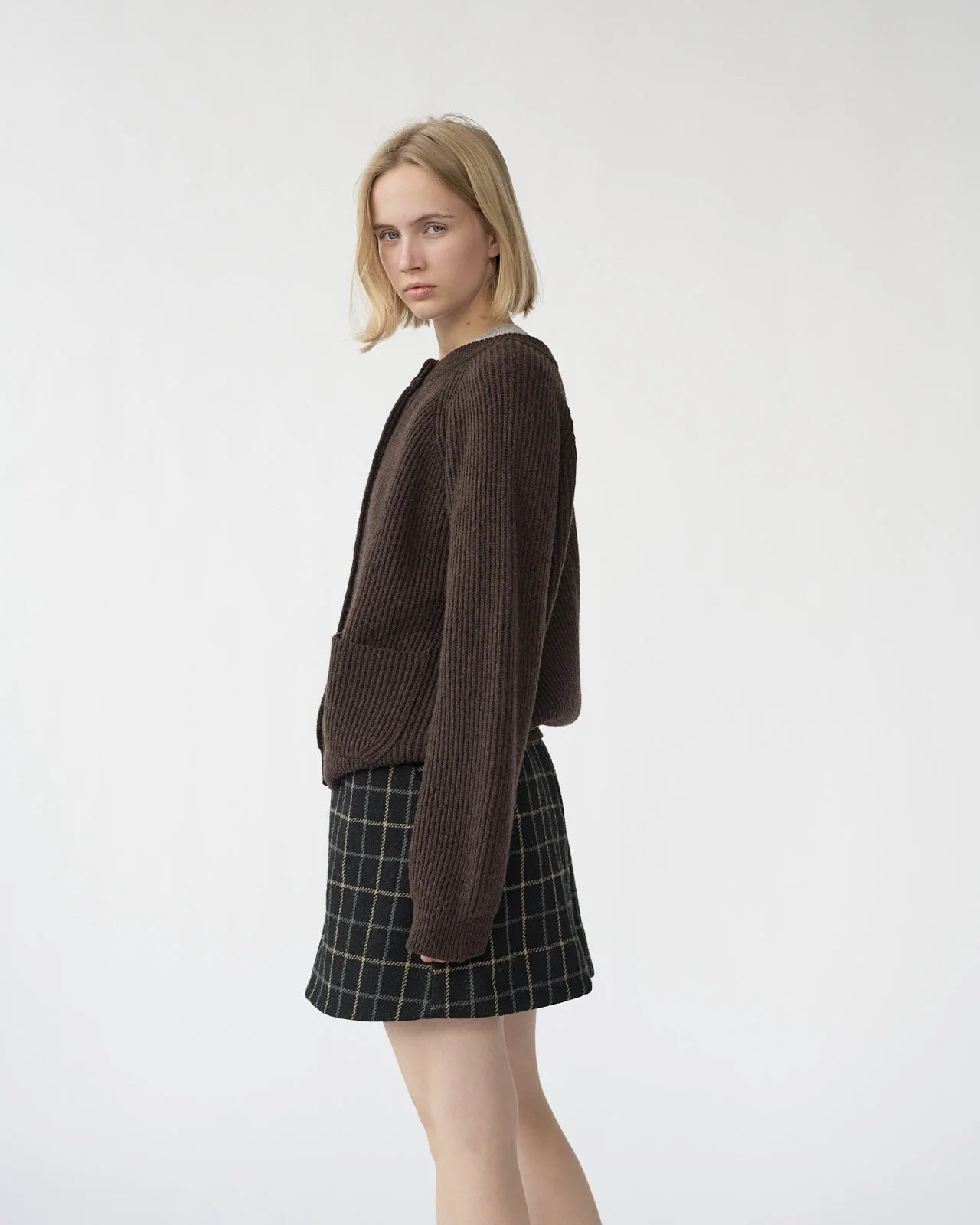 Shetland Wool Cardigan / Brown