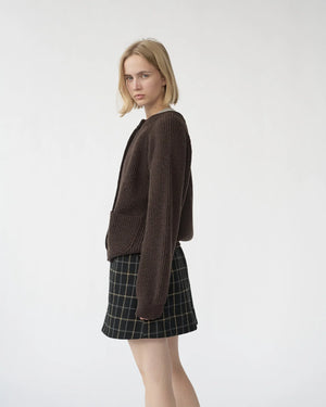 Shetland Wool Cardigan / Brown