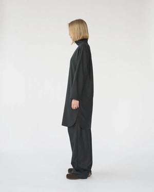 Fine Wool Shirt Dress / Black