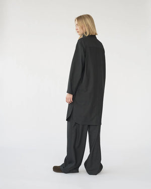 Fine Wool Shirt Dress / Black