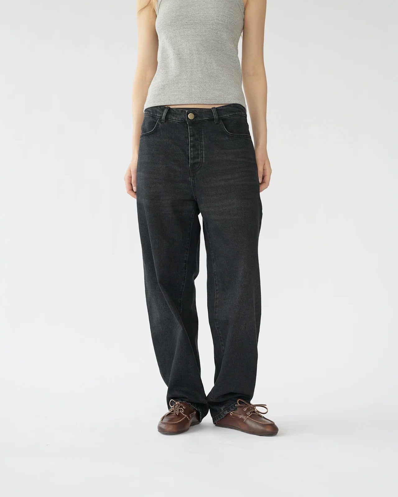 Hemp / Cotton Barrel Jeans / Washed Black