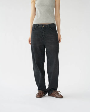 Hemp / Cotton Barrel Jeans / Washed Black