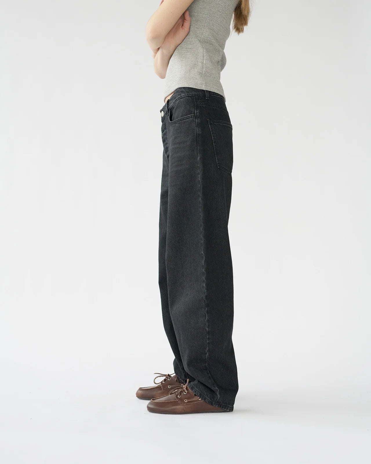 Hemp / Cotton Barrel Jeans / Washed Black